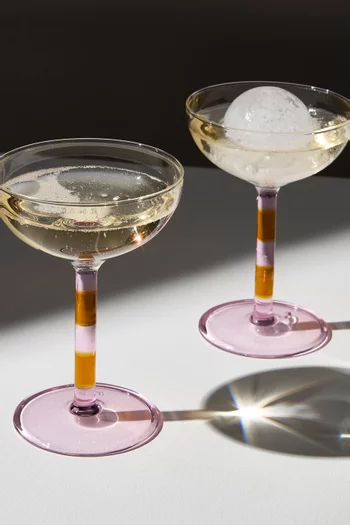 Striped Coupes in Glass, Set of 2
