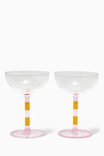 Striped Coupes in Glass, Set of 2