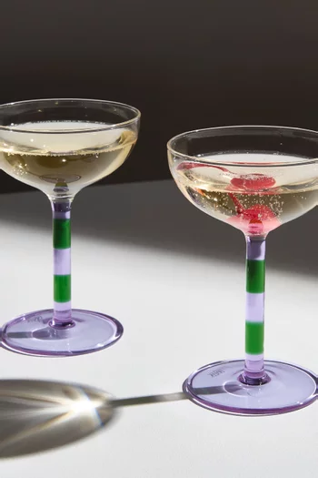Striped Coupes in Glass, Set of 2