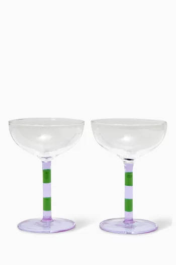Striped Coupes in Glass, Set of 2