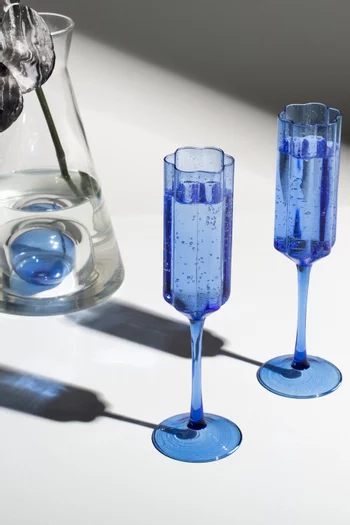 Wave Flutes in Glass, Set of 2