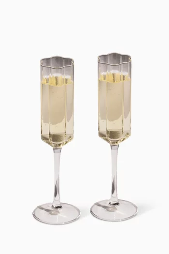 Wave Flutes in Glass, Set of 2