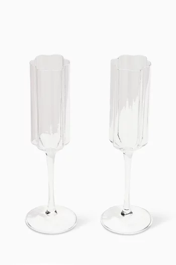 Wave Flutes in Glass, Set of 2