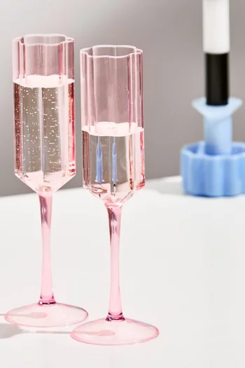 Wave Flutes in Glass, Set of 2