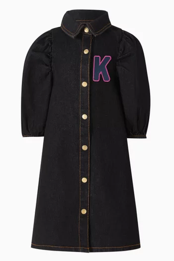 Tiger Embroidered Dress in Cotton