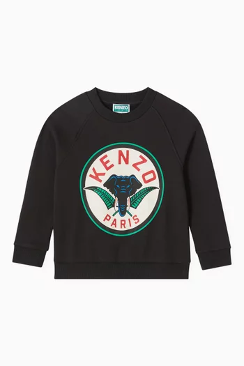 Elephant Print Sweatshirt in Fleece