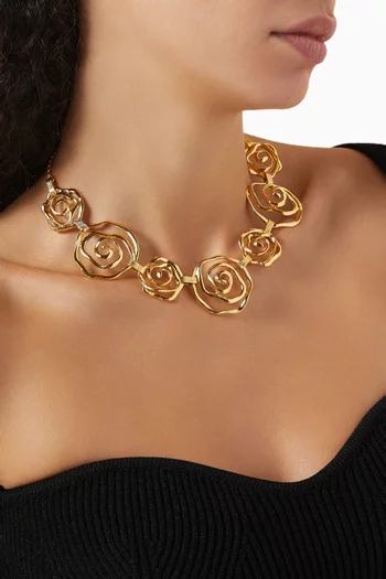 Floral Vortex Choker Necklace in 24kt Gold-plated Brass