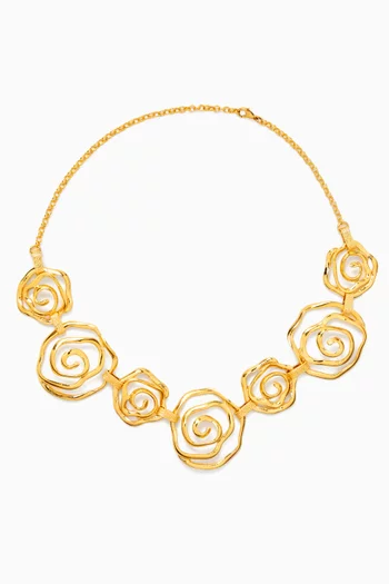 Floral Vortex Choker Necklace in 24kt Gold-plated Brass
