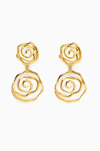 Floral Vortex Drop Earrings in 24kt Gold-plated Brass