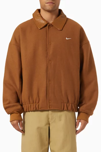 Solo Swoosh Varsity Jacket in Wool Blend