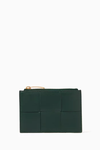 Cassette Zipped Card Case in Intrecciato Nappa