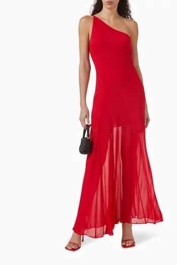Amina One-shoulder Maxi Dress in Georgette