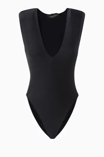 Shoulder-pad One-piece Swimsuit in Stretch Nylon