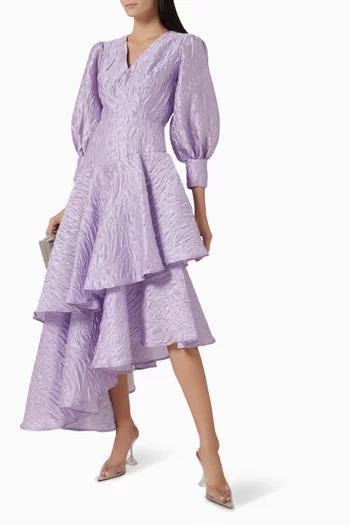 Ruffled Asymmetric-hem Dress