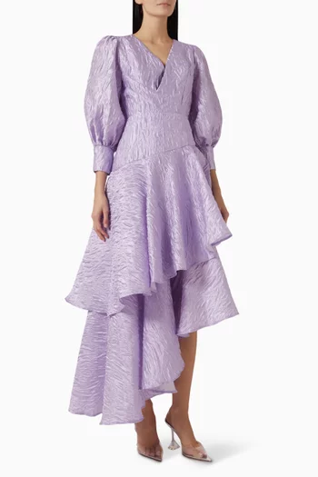 Ruffled Asymmetric-hem Dress