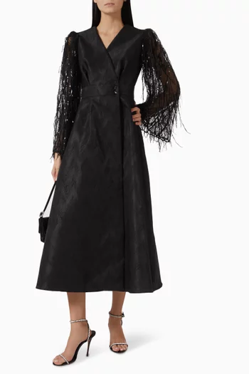 Embellished-sleeve Maxi Dress