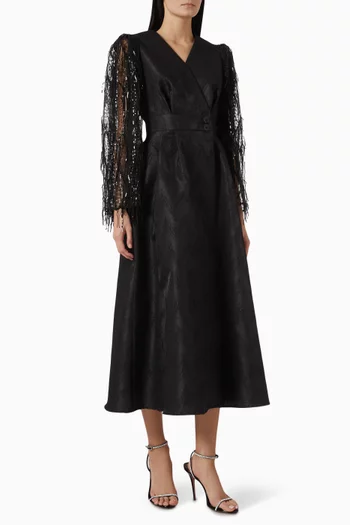 Embellished-sleeve Maxi Dress