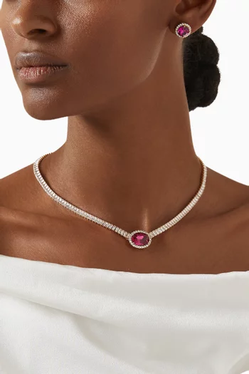 Crystal Pendant Necklace in Gold-plated Brass