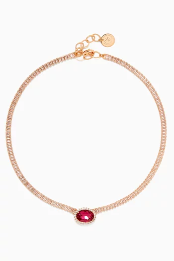 Crystal Pendant Necklace in Gold-plated Brass