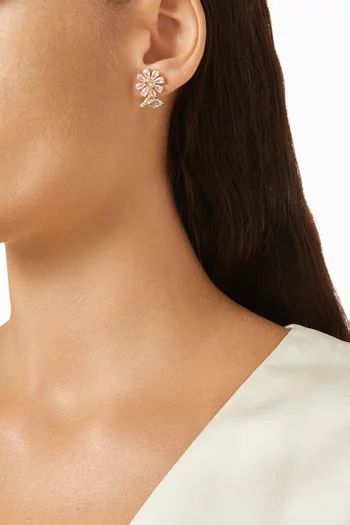 أقراط بتصميم زهور أقحوان مرصعة بكريستال نحاس مطلي بالذهب