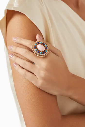 Crystal Cluster Ring in Gold-plated Brass