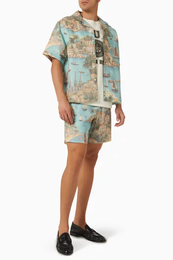 Sailing Map Shirt in Linen