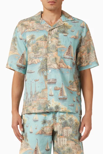 Sailing Map Shirt in Linen