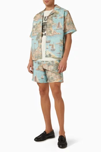 Sailing Map Shorts in Linen