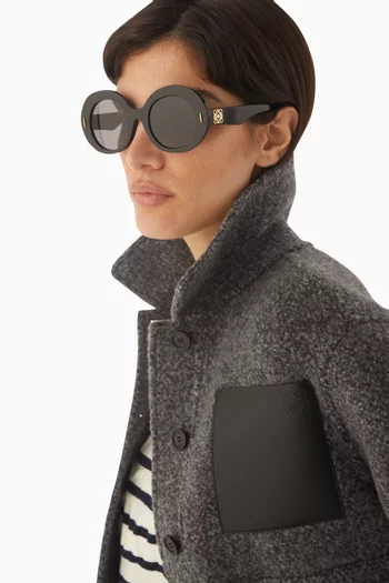 نظارة شمسية بحلية شعار الماركة وإطار دائري أسيتات