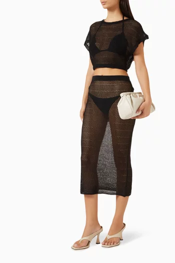 Midi Skirt in Crochet-knit