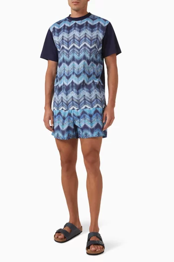 Airbrush-effect Zig Zag Print Swim Shorts