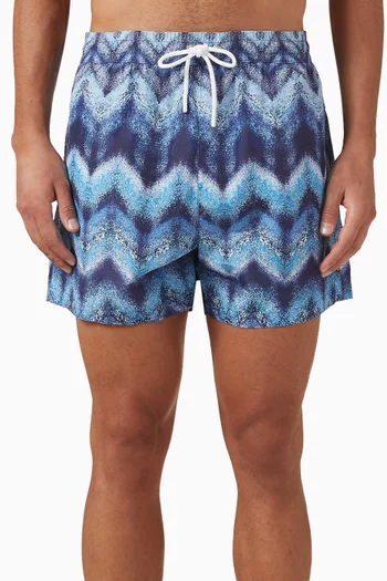 Airbrush-effect Zig Zag Print Swim Shorts