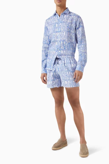 Card-print Shirt in Linen