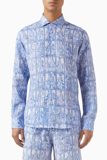 Card-print Shirt in Linen