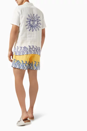 Sun-print Short-sleeve Shirt in Linen
