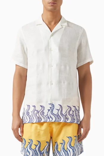 Sun-print Short-sleeve Shirt in Linen