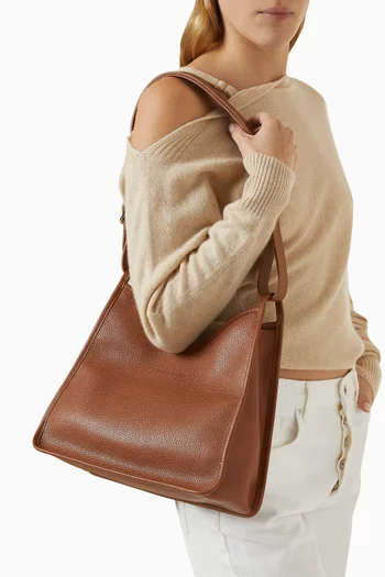 Medium Le Foulonné Hobo Bag in Leather