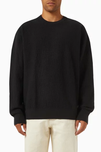 Natural Texture Jacquard Sweater in Cotton-blend