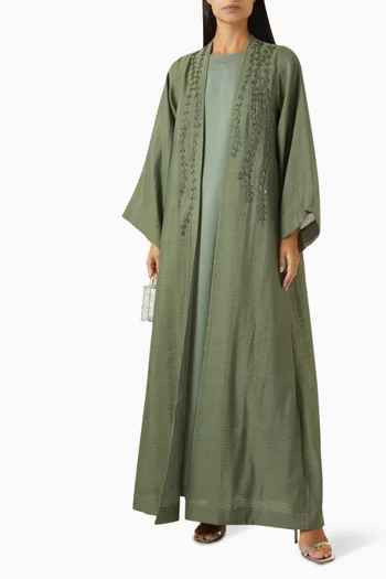 طقم عباية أورجانزا وستان كريب، 3 قطع