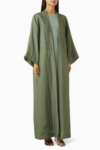 طقم عباية أورجانزا وستان كريب، 3 قطع