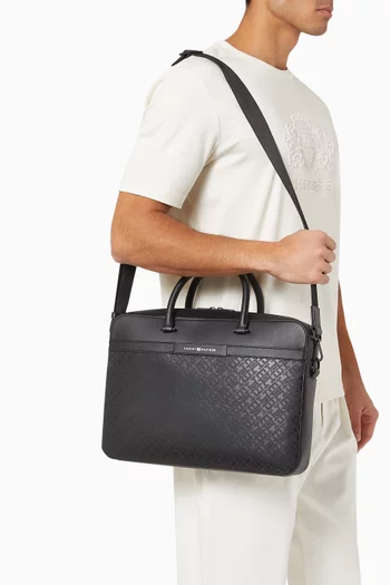 TH Monogram Laptop Bag in Faux Leather