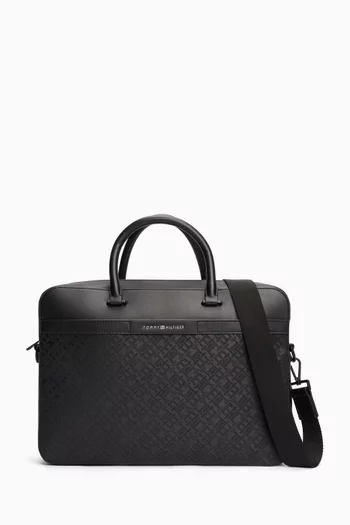 TH Monogram Laptop Bag in Faux Leather