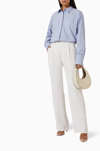Striped Rhinestone Shirt in Cotton-poplin