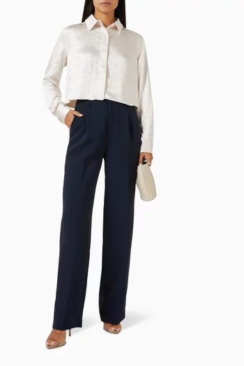 Crystal-embellished Cropped Shirt in Satin
