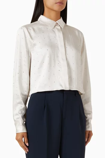 Crystal-embellished Cropped Shirt in Satin