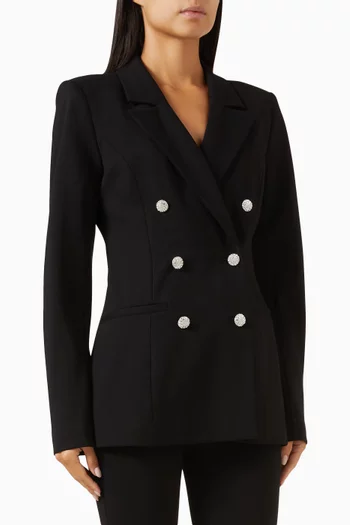 Ponte Embellished Double-breasted Blazer