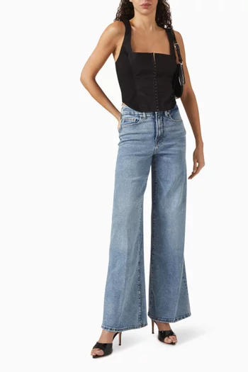 Good Waist Palazzo Jeans in Cotton-denim