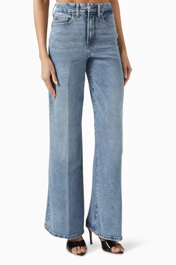 Good Waist Palazzo Jeans in Cotton-denim