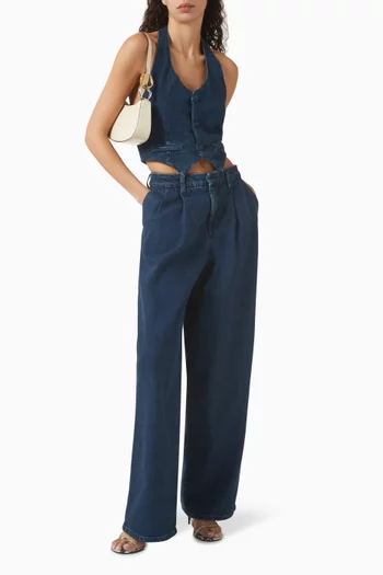 Low-back Halter Vest in Denim
