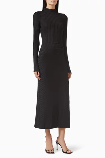 Victorian Funnel-neck Dress in Rib-knit